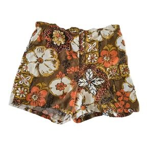 Vintage Kona Kai Jantzen Hawaiian Mens Swim Trunks Size 38 Orange Floral Brown